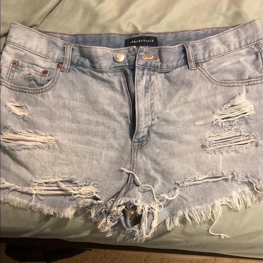 Aeropostale Light Blue Distressed Denim Shorts